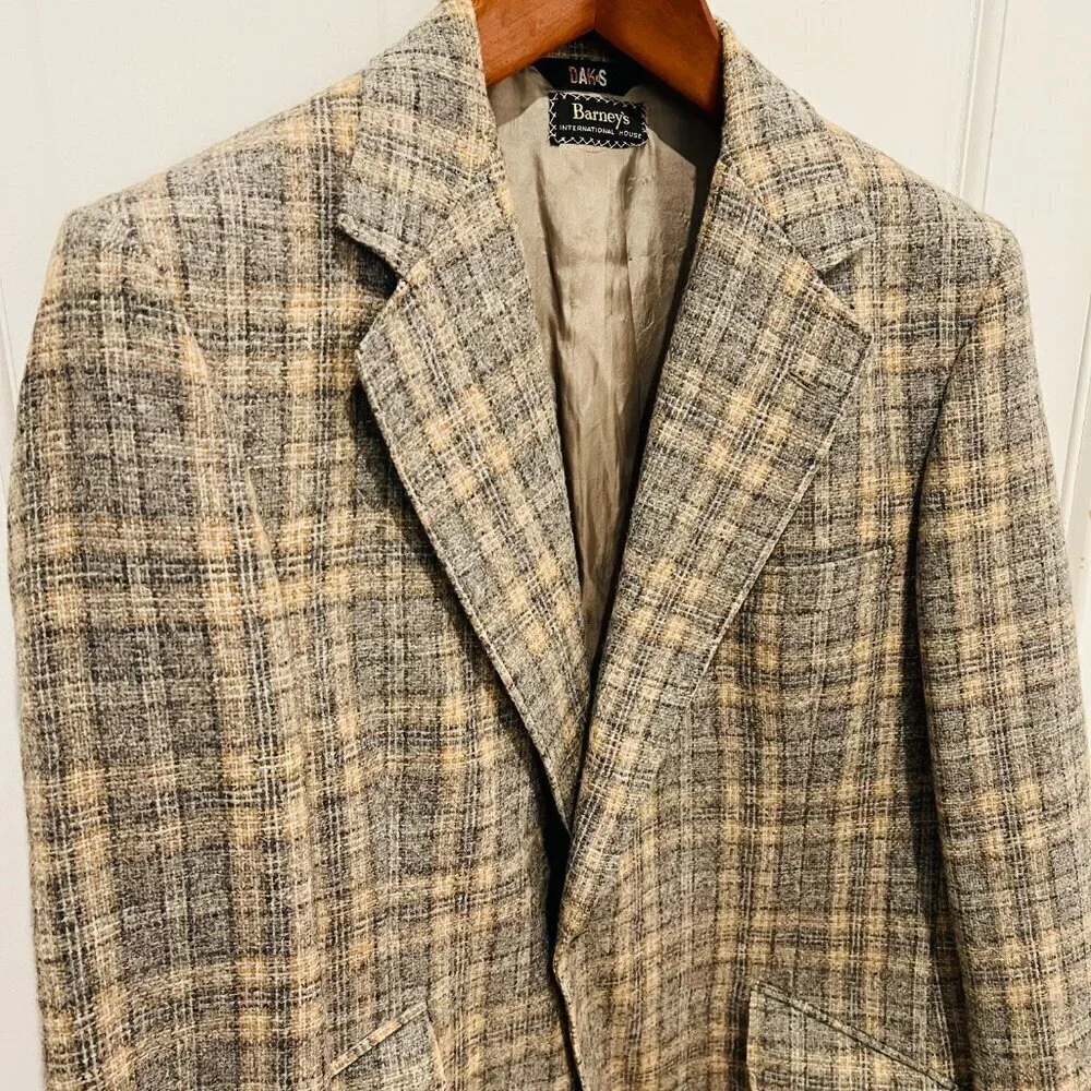 Vintage Daks London New York 42 R Blazer Jacket Plaid Sports Coat Lined